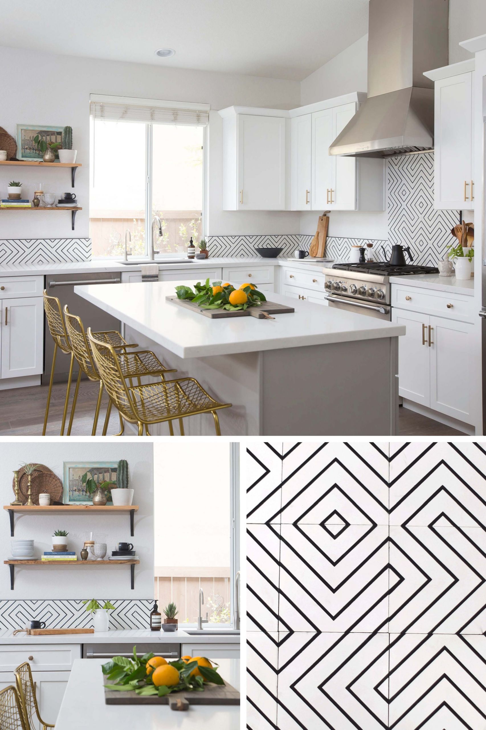 Black And White Kitchen Backsplash
 kitchen reno encaustic cement tile backsplash steals the