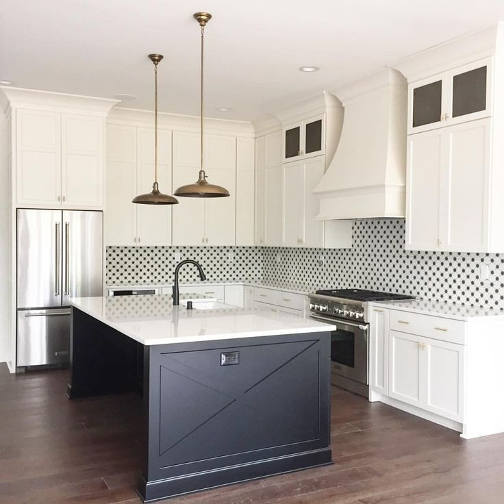 Black And White Kitchen Backsplash
 Black and white kitchen with cement tile backsplash