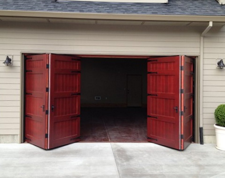 10 Ft Garage Door
 Bi fold Carriage Doors 16 ft x 8 ft Insulated Wood