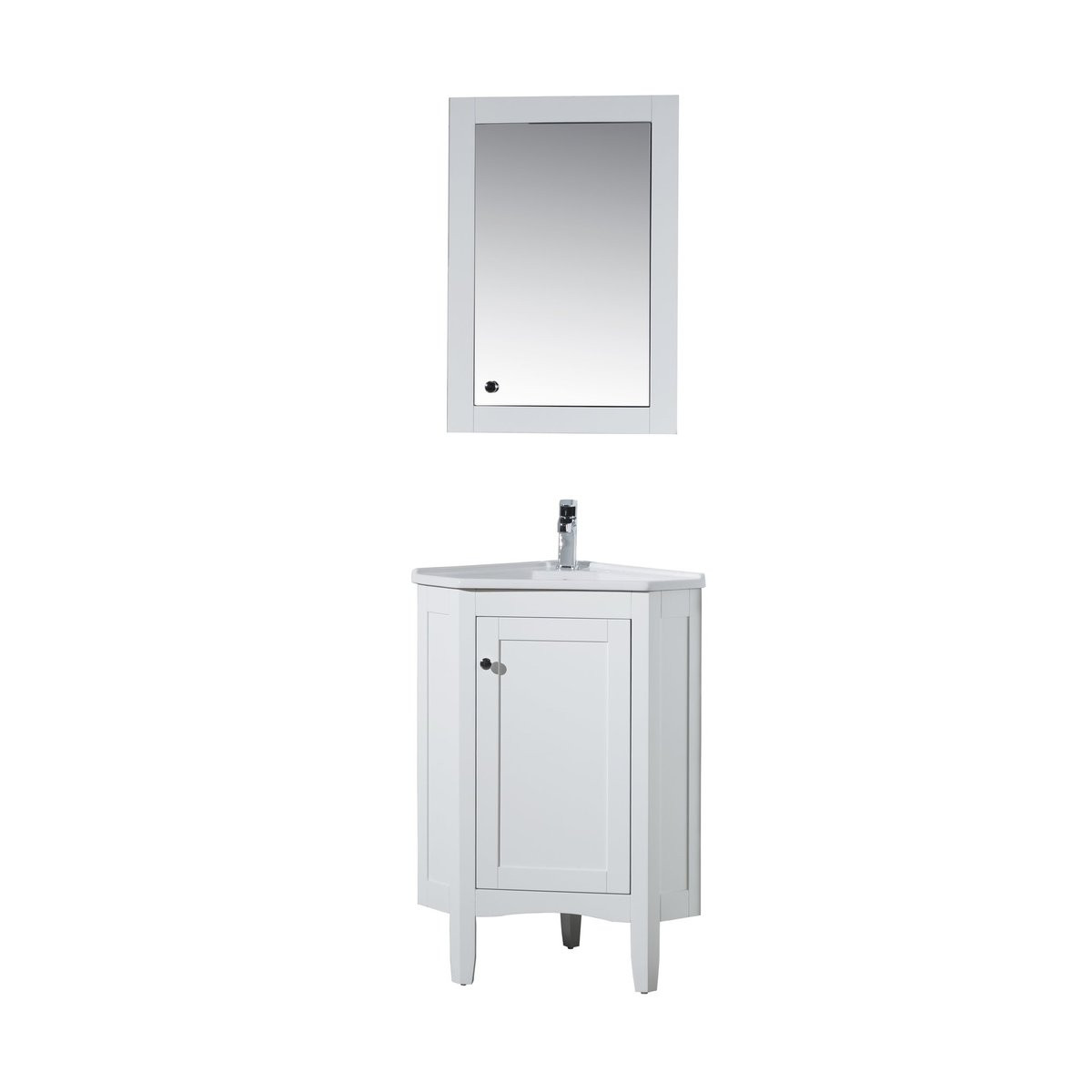 17 Inch Deep Bathroom Vanity
 Stufurhome Monte White 25 Inch Corner Bathroom Vanity with