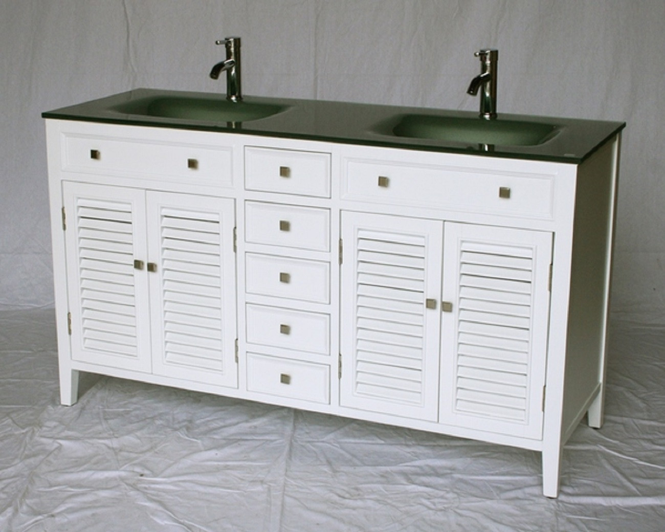 21 Inch Bathroom Vanity
 60 inch Bathroom Vanity Glass Top Double Sink White Color