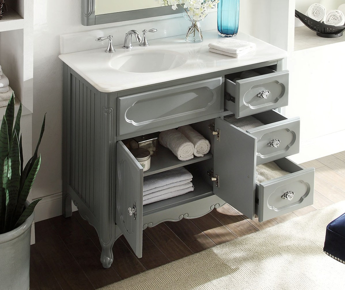21 Inch Bathroom Vanity
 42 inch Bathroom Vanity Victorian Vintage Style Gray Color