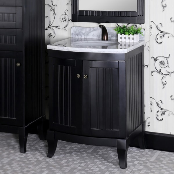 27 Bathroom Vanity
 Shop Country Style 27 inch Carrara White Marble Top Black