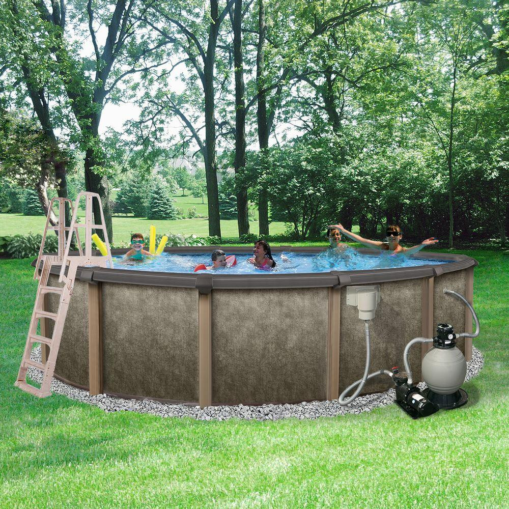 27 Foot Above Ground Pool
 Blue Wave Riviera 27 ft Round x 54 in Deep Metal Wall