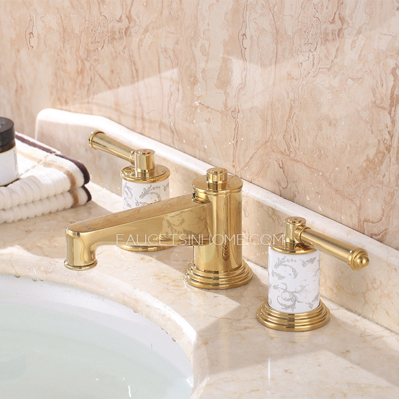 3 Hole Bathroom Sink Faucet
 Luxury Polished Brass Three Hole Gold Bathroom Sink Faucet