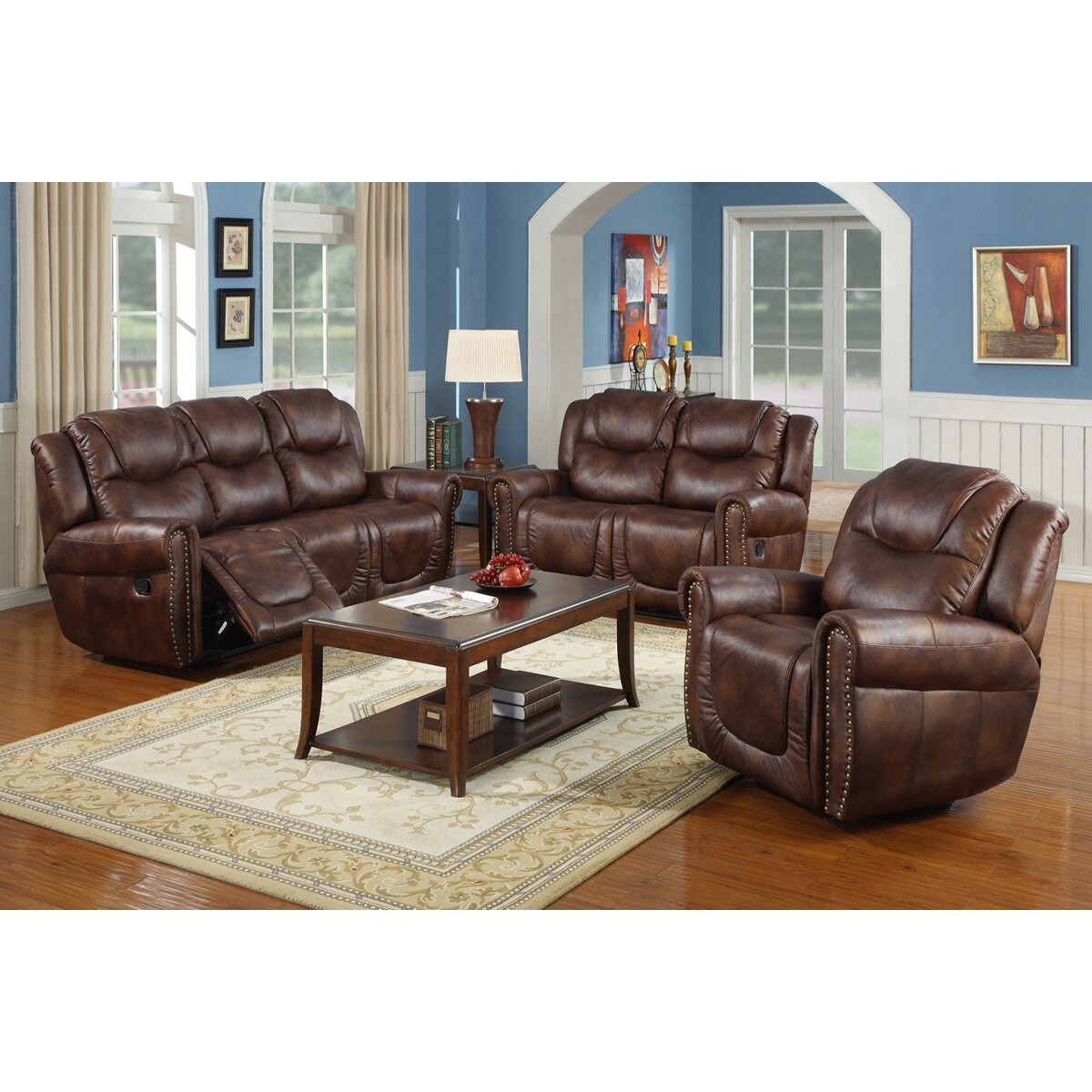 3 Piece Living Room Tables
 Beverly Fine Furniture Toledo 3 Piece Bonded Leather