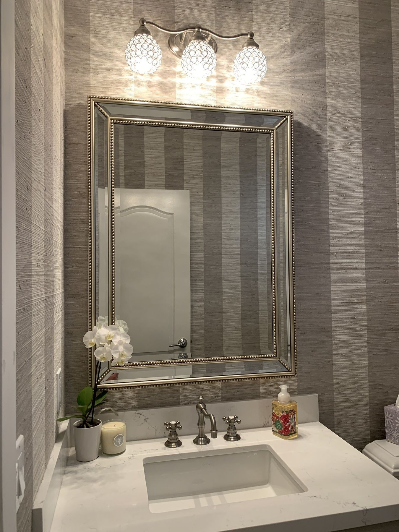 30 X 40 Bathroom Mirror
 Uttermost Palais Silver 30" x 40" Beaded Wall Mirror