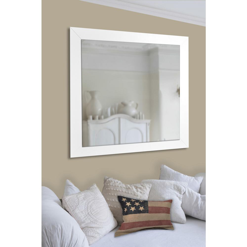 30 X 40 Bathroom Mirror
 36 in x 24 in White Satin Wide Non Beveled Vanity Wall