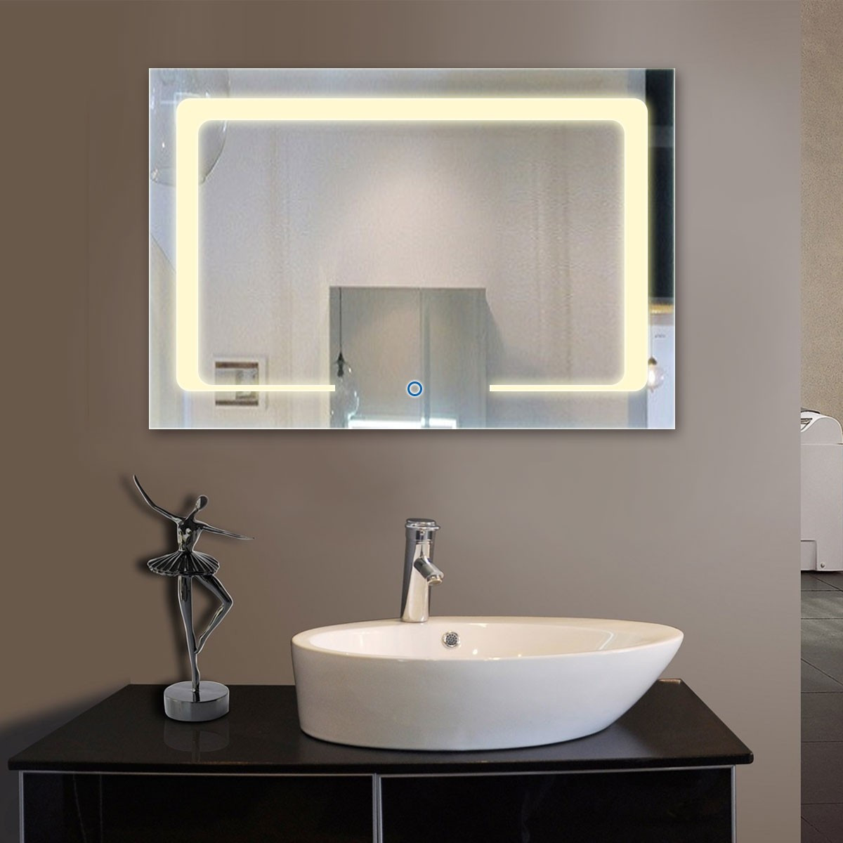 36 Bathroom Mirror
 36 x 28 In Horizontal LED Bathroom Silvered Mirror with