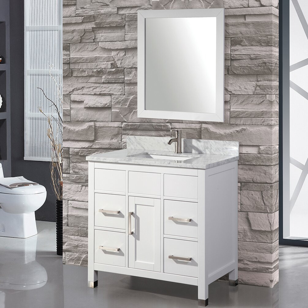 36 Bathroom Mirror
 MTDVanities Ricca 36" Single Sink Bathroom Vanity Set with