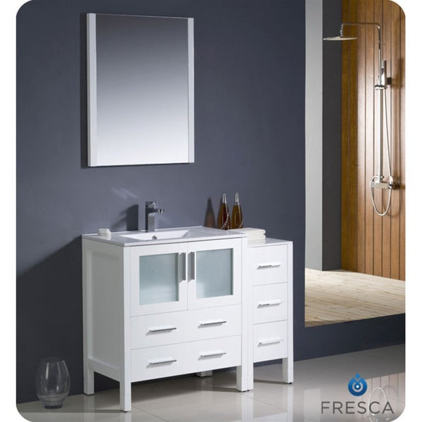 42 Inch White Bathroom Vanity
 Fresca Torino 42 inch White Modern Bathroom Vanity with