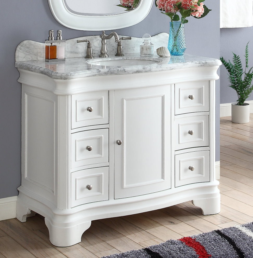 42 Inch White Bathroom Vanity
 Sesto 42 inch Bathroom sink vanity Q1044W RA