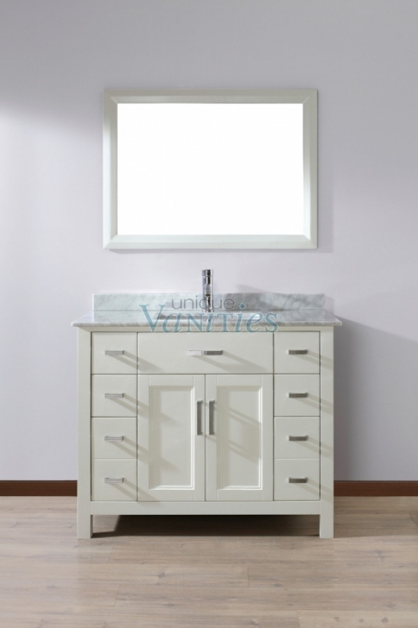 42 Inch White Bathroom Vanity
 42 Inch Single Sink Bathroom Vanity with Marble Top in