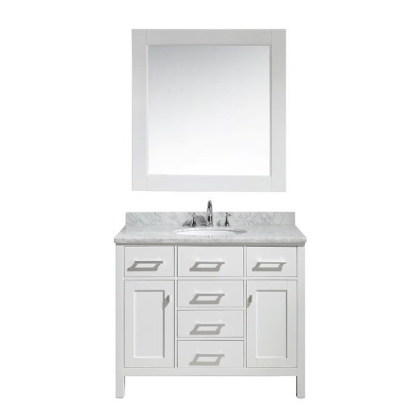 42 Inch White Bathroom Vanity
 Design Element London 42 inch Single Sink Vanity Set in