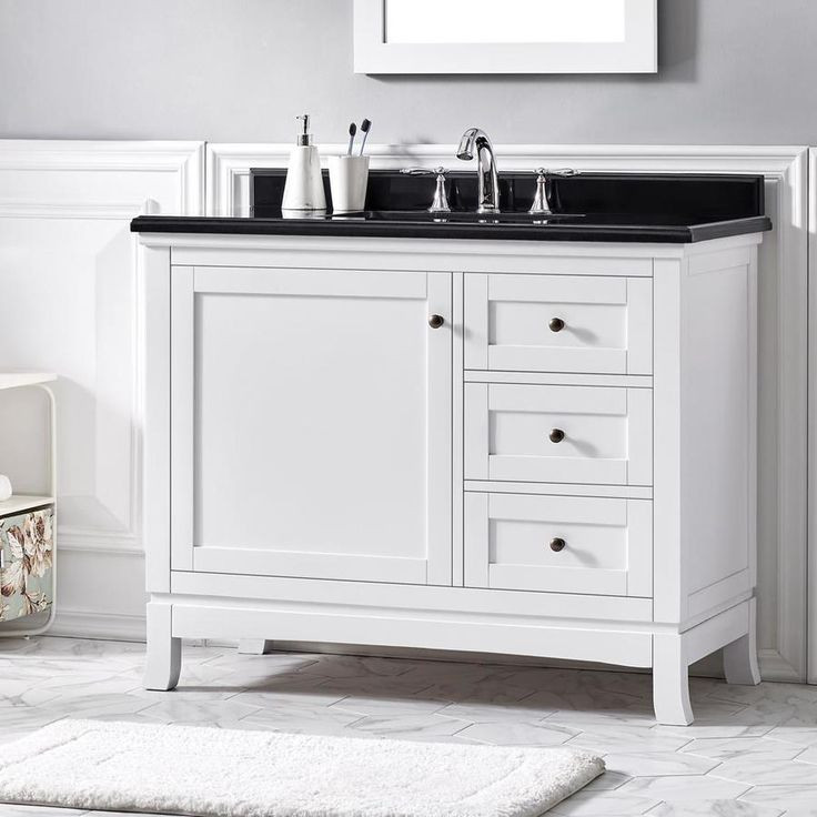 42 Inch White Bathroom Vanity
 OVE Decors Sophia 42 in White Single Sink Bathroom Vanity