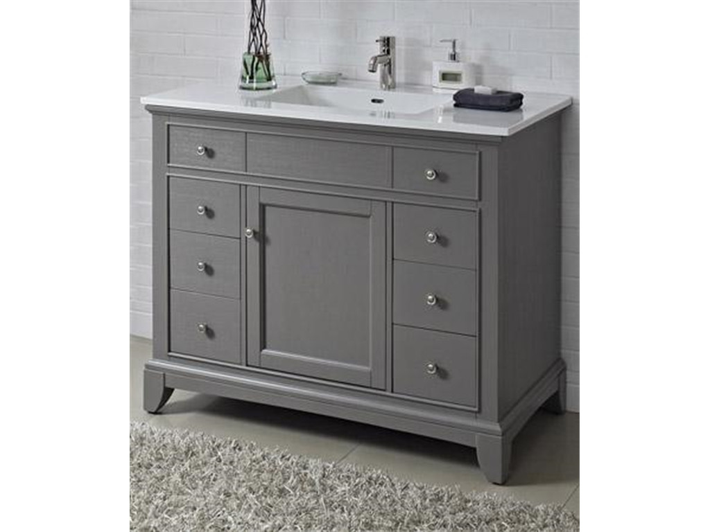 42 Inch White Bathroom Vanity
 42 inch single sink bathroom vanity with marble top in