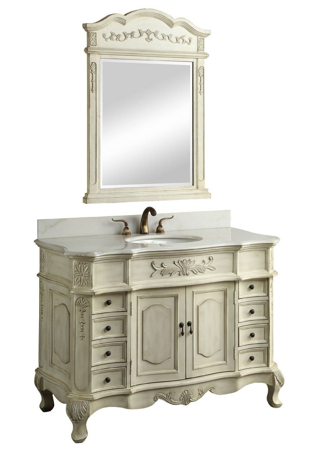 42 Inch White Bathroom Vanity
 42 inch Adelina Antique White Bathroom Vanity Fully