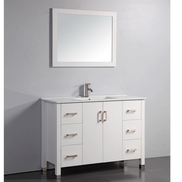48 Inch Bathroom Mirror
 Ceramic Top 48 inch White Bathroom Vanity and Matching
