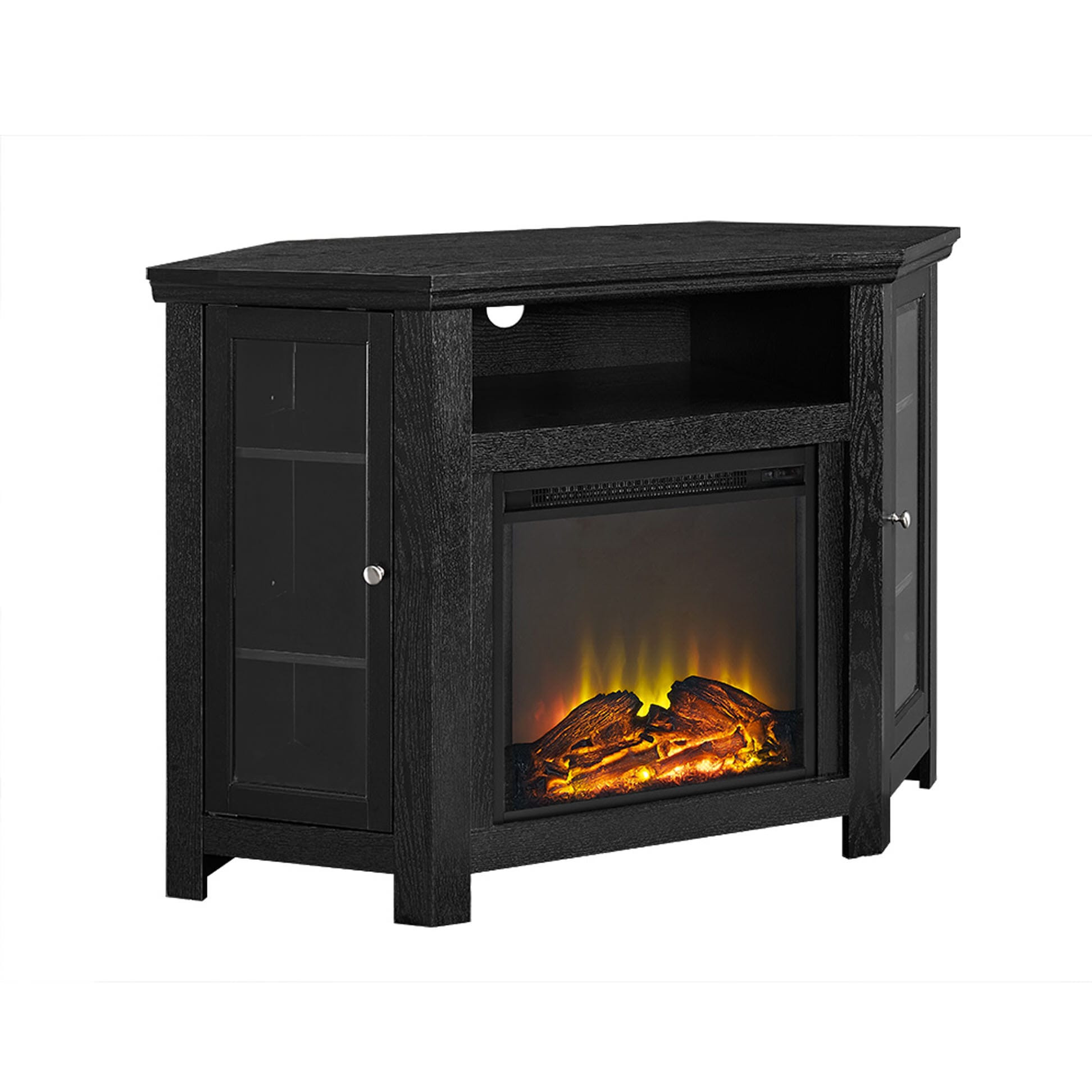 48 Inch Electric Fireplace
 Jackson 48 Inch Corner Fireplace TV Stand Black by