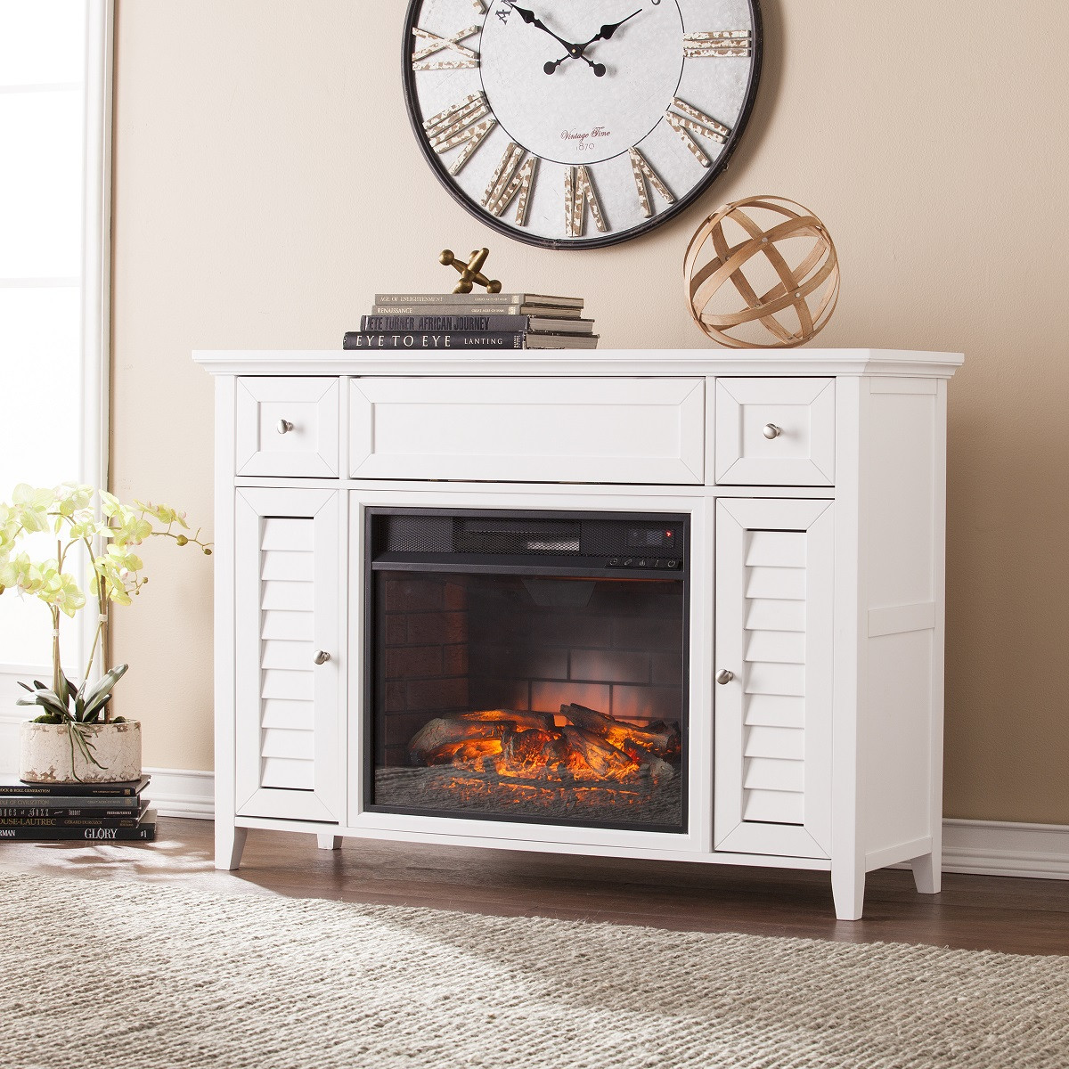 48 Inch Electric Fireplace
 48" Fairbury 3 in 1 Infrared Media Fireplace Console White
