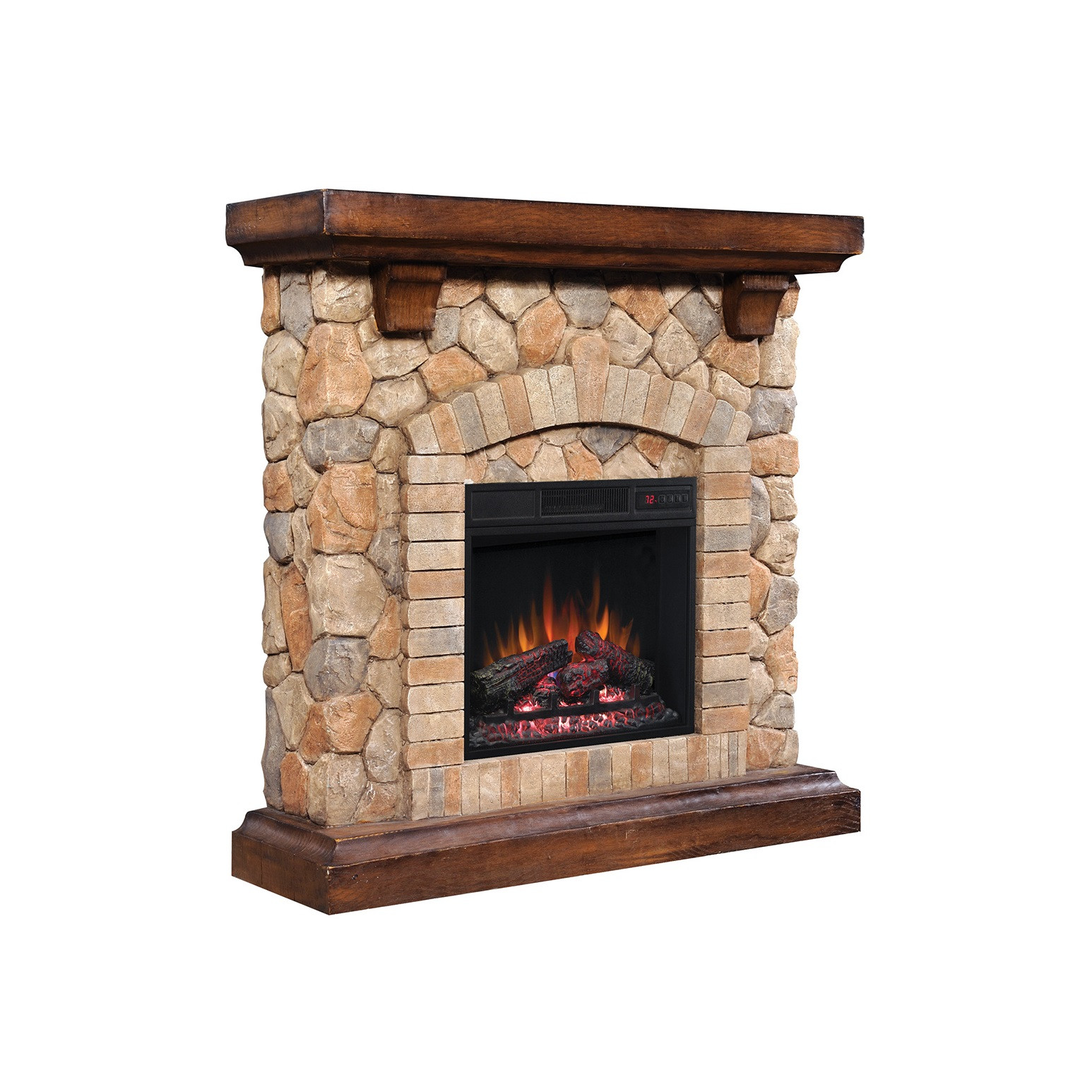 48 Inch Electric Fireplace
 40" Tequesta Stone Old Wood Brown Electric Fireplace