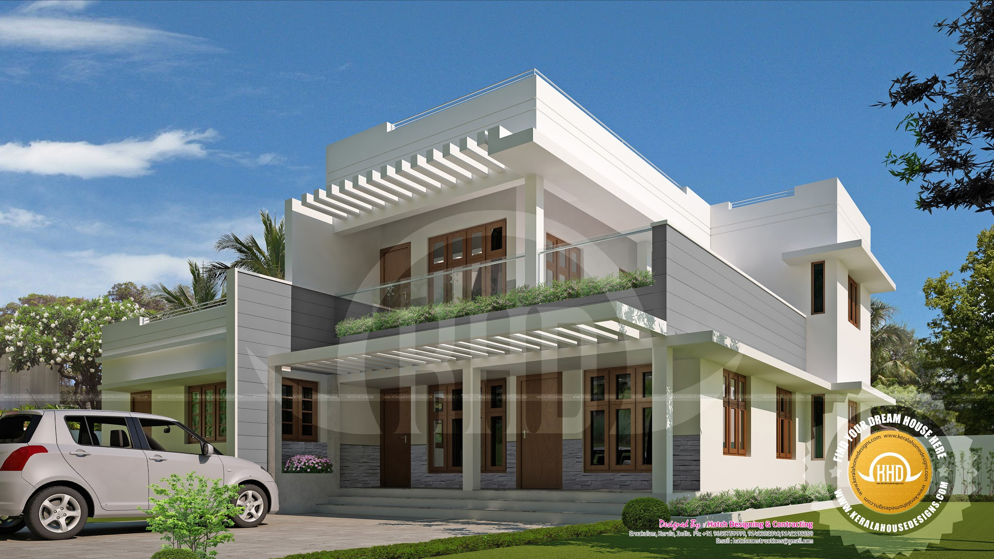 5 Bedroom Modern House Plans
 Contemporary mix 5 bedroom house Kerala home design and