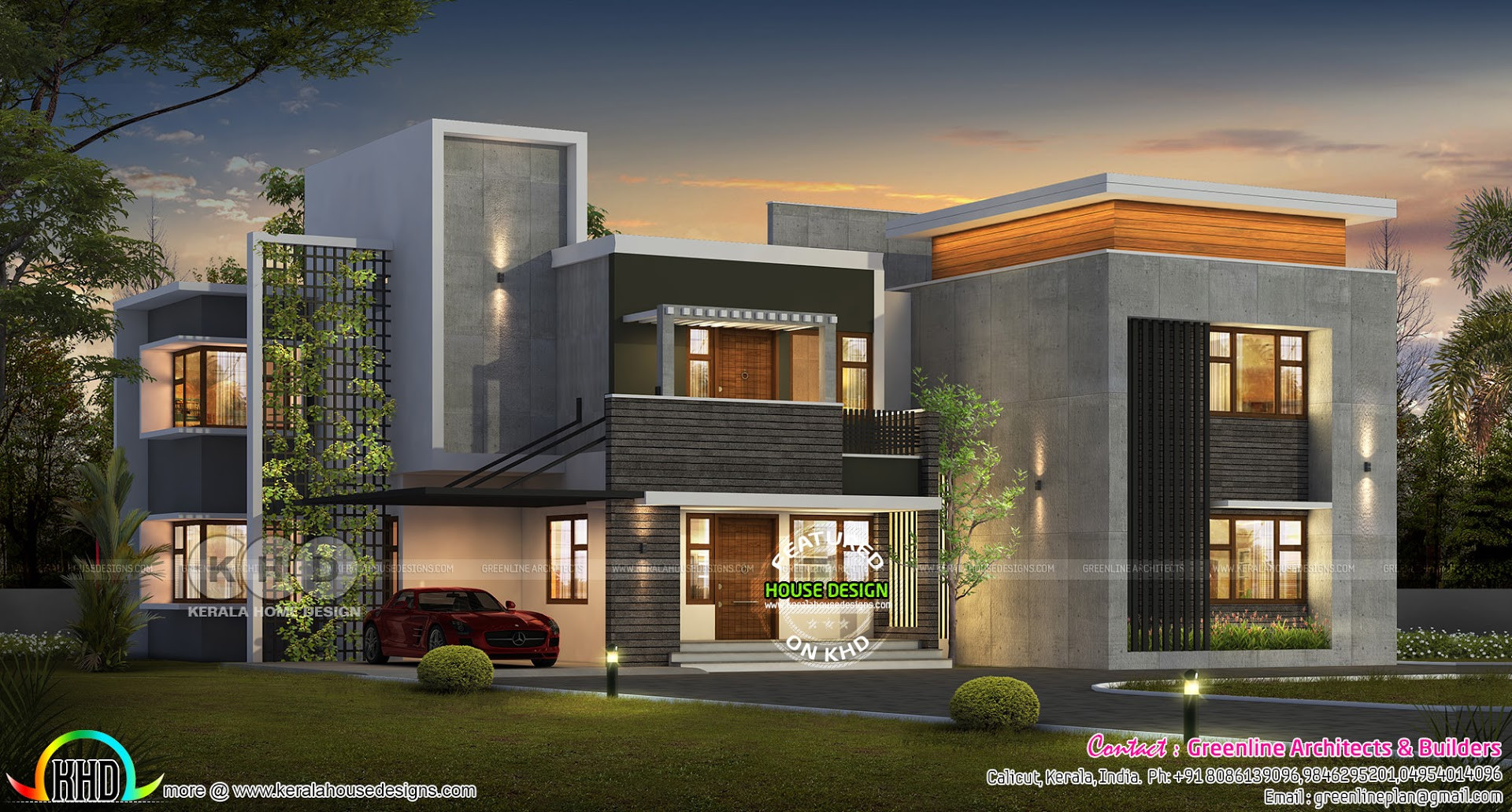 5 Bedroom Modern House Plans
 Ultra modern 5 bedroom contemporary house plan Kerala