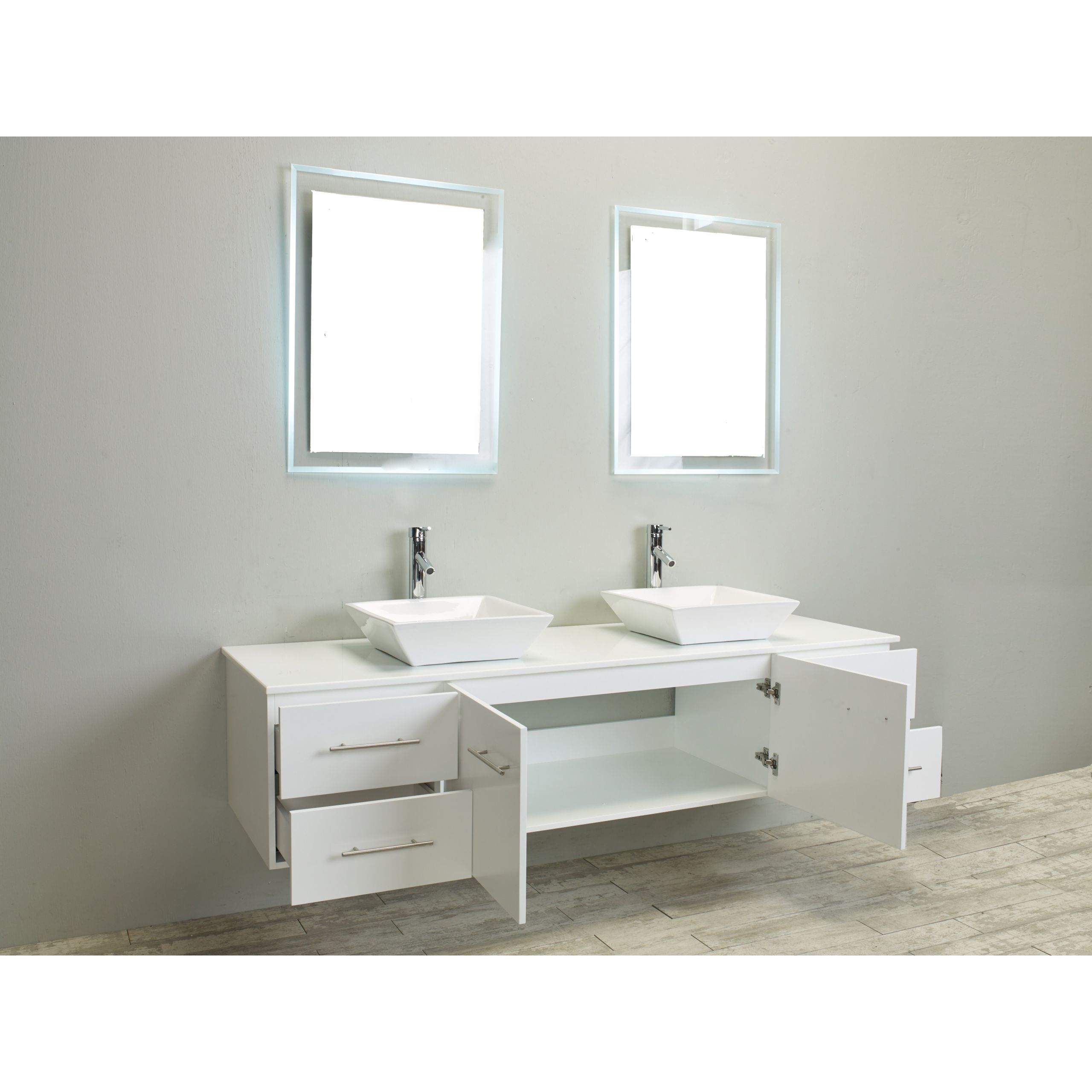 72 Double Sink Bathroom Vanity
 Totti Wave 72 Inch White Modern Double Sink Bathroom
