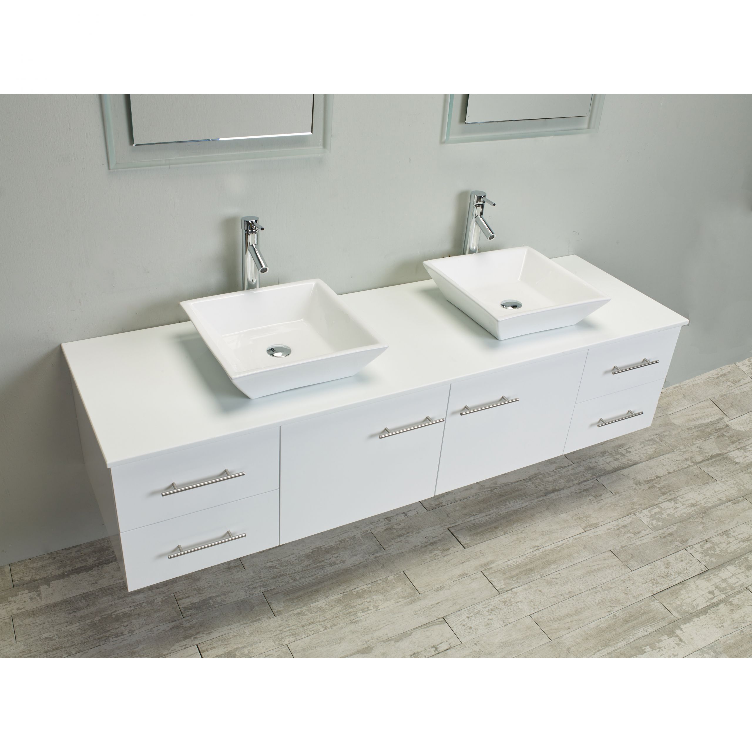 72 Double Sink Bathroom Vanity
 Eviva Totti Wave 72 Inch White Modern Double Sink Bathroom