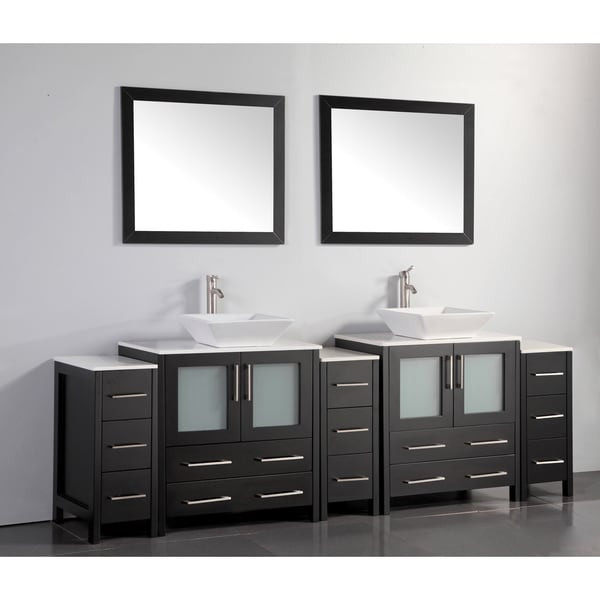 96 Inch Bathroom Vanities
 Vanity Art 96 Inch Double Sink Bathroom Vanity Set With