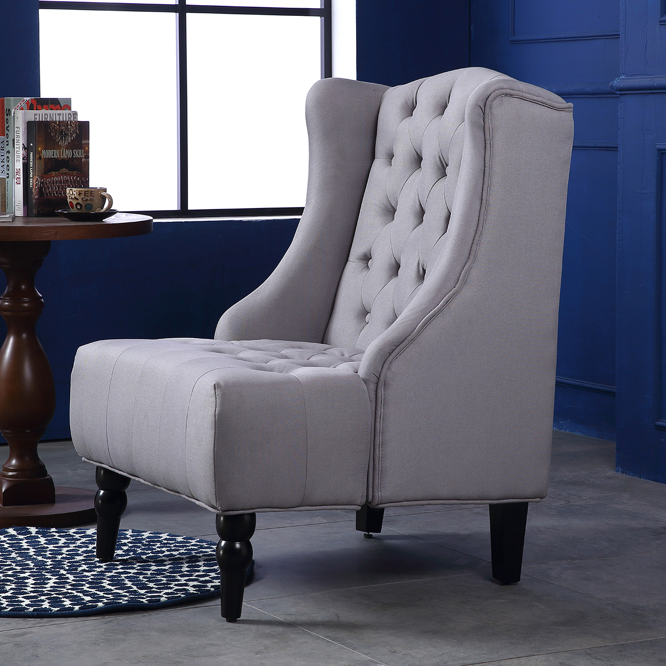 Accent Chairs Living Room
 Wingback Accent Chair Tall High back Living Room Tufted
