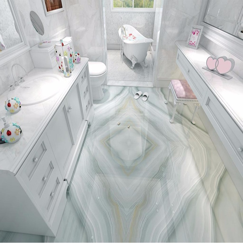 Adhesive Bathroom Floor Tiles
 Custom Self adhesive Floor Mural 3D Floor Tiles Modern