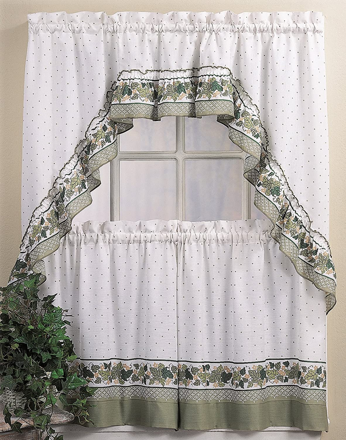 Amazon Kitchen Curtains
 CHF & You Cotttage Ivy Country Curtain Tier And Swag Set