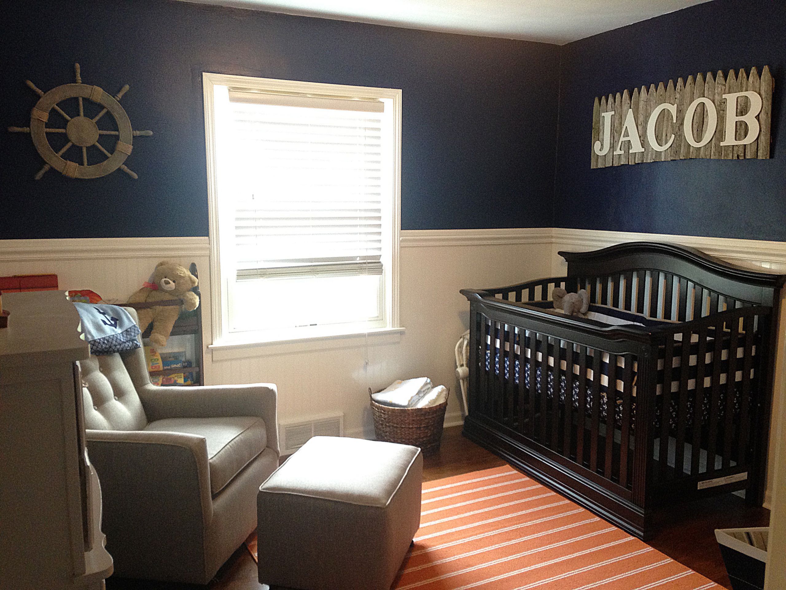 Anchor Baby Room Decor
 Nautical Boy Orange and Navy Nursery Project Nursery