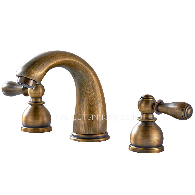 Antique Brass Bathroom Sink Faucets
 Antique Brass Two Handles Wide Spread Three Hole Bathroom