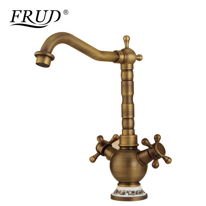 Antique Brass Bathroom Sink Faucets
 FRUD New Antique Bronze Brass Faucets Bend Vintage Fashion