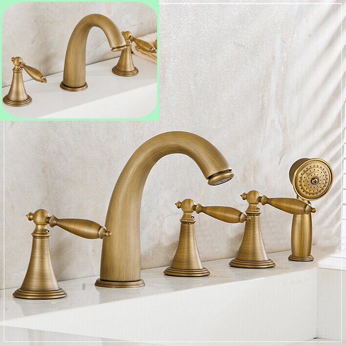 Antique Brass Bathroom Sink Faucets
 Good Quality Antique Brass Bathroom Bath Faucet Deck Mount