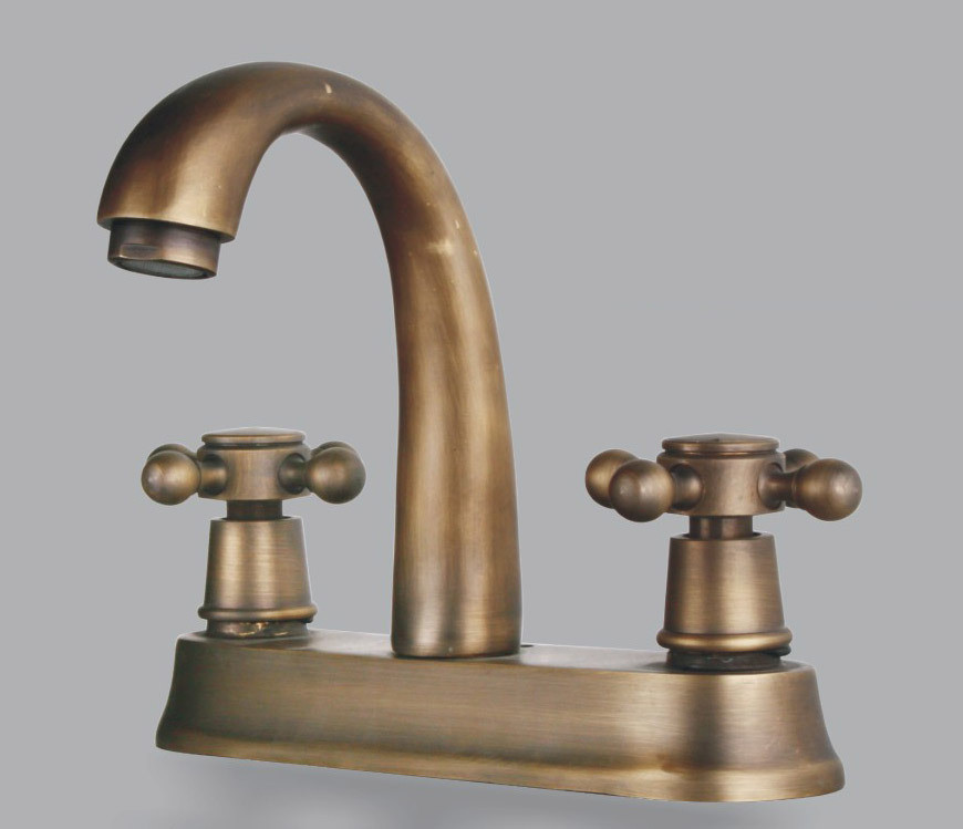 Antique Brass Bathroom Sink Faucets
 China Two Handles Antique Brass Centerset Bathroom Sink