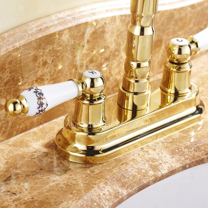 Antique Brass Bathroom Sink Faucets
 Vintage Two Handles Polished Brass Bathroom Sink Faucet