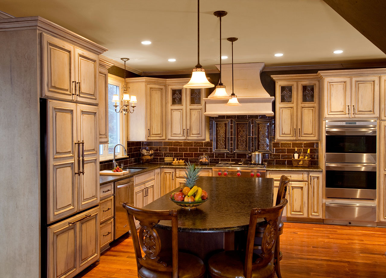 Antiqued Kitchen Cabinets
 Country Kitchens Designs & Remodeling