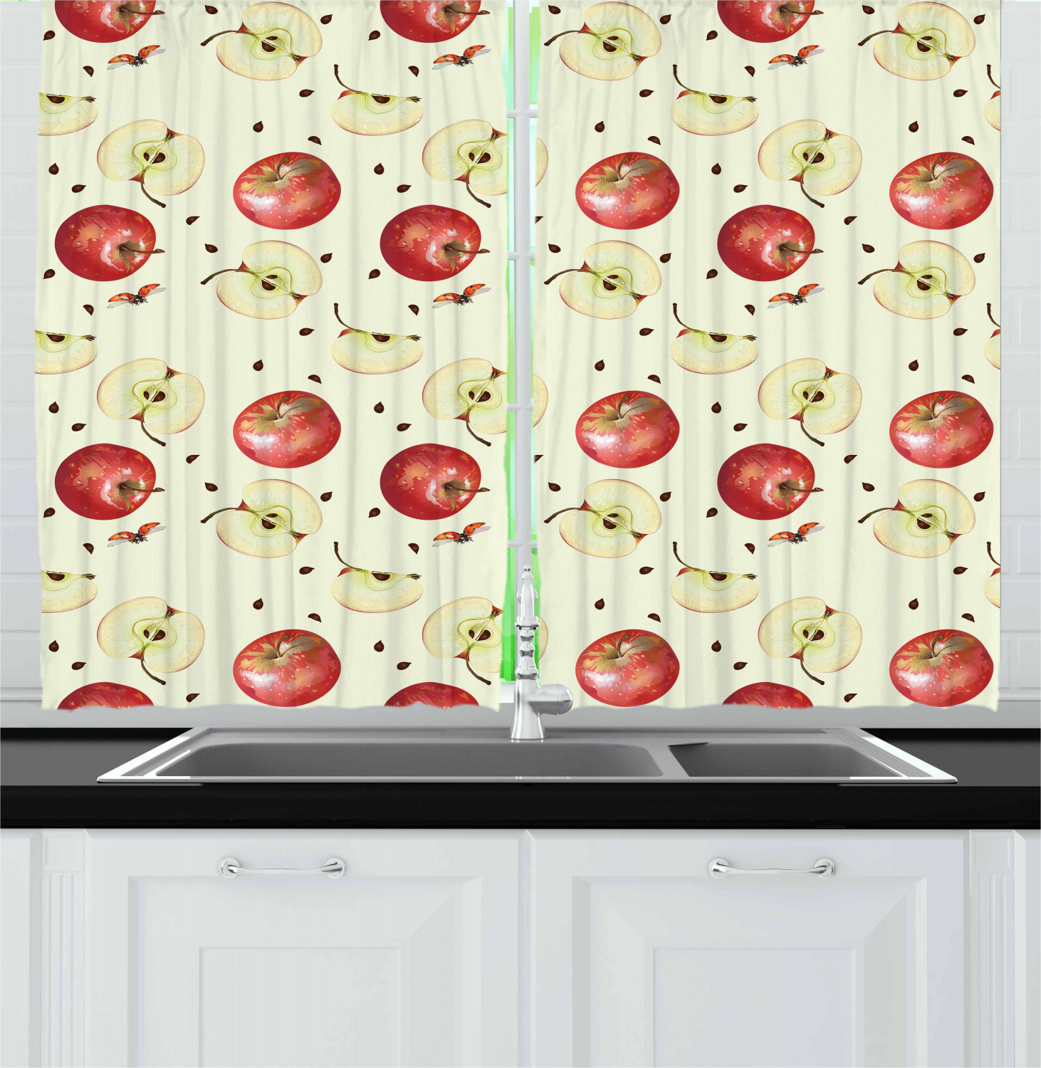 Apple Curtains For Kitchen
 Apple Kitchen Curtains 2 Panel Set Decor Window Drapes 55