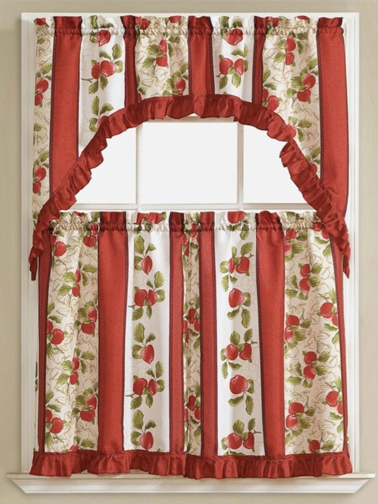 Apple Curtains For Kitchen
 Apple Vine plete 3 Pc Kitchen Curtain Tier & Swag Set