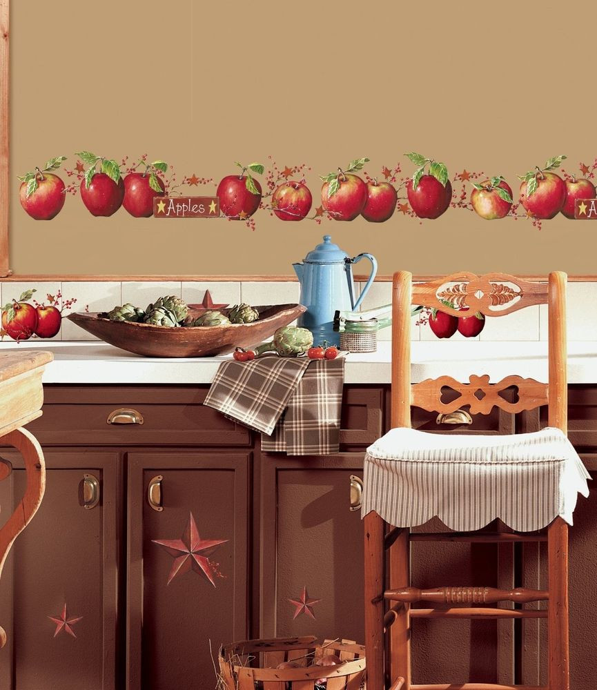 Apple Curtains For Kitchen
 Apples 40 BiG Wall Decals Country Stars Border Kitchen