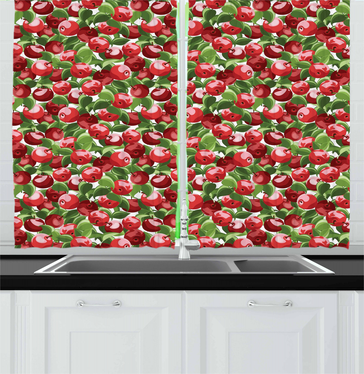Apple Curtains For Kitchen
 Apple Fruit Kitchen Curtains 2 Panel Set Window Drapes 55