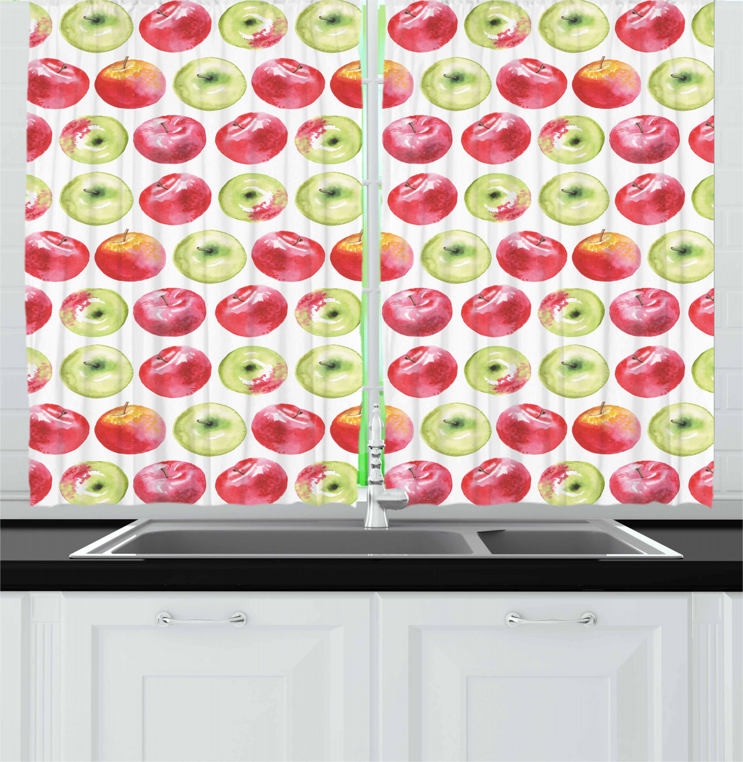Apple Curtains For Kitchen
 Apple Kitchen Curtains 2 Panel Set Decor Window Drapes 55