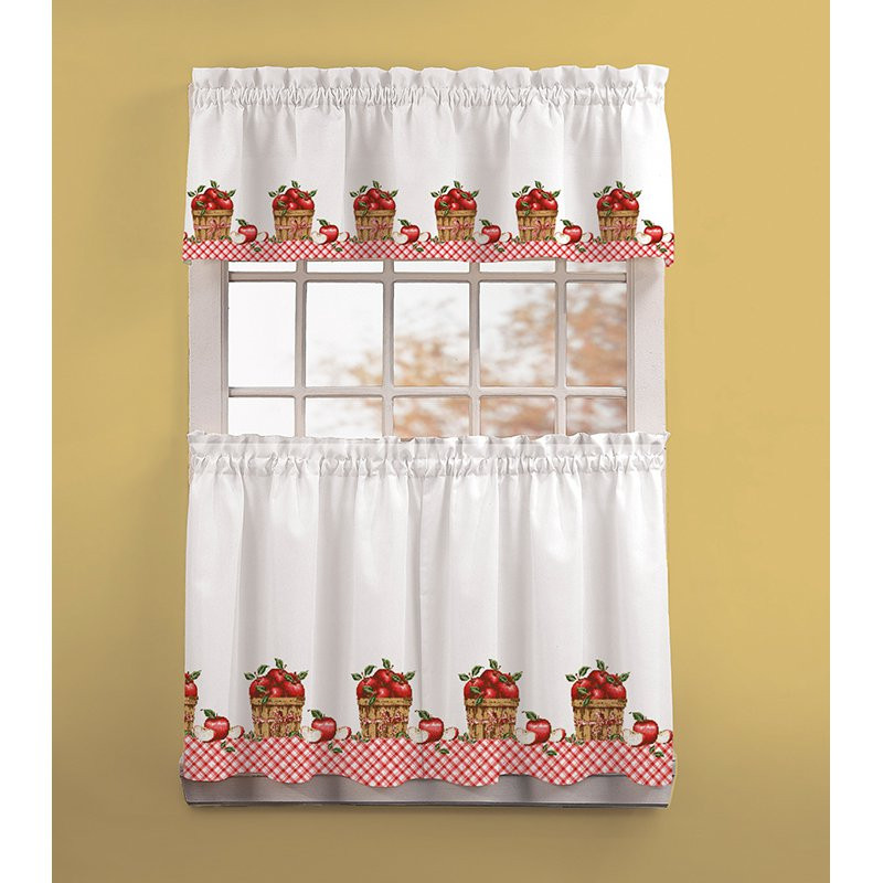 Apple Curtains For Kitchen
 CHF Industries Apple Picking Kitchen Curtain Set Red at