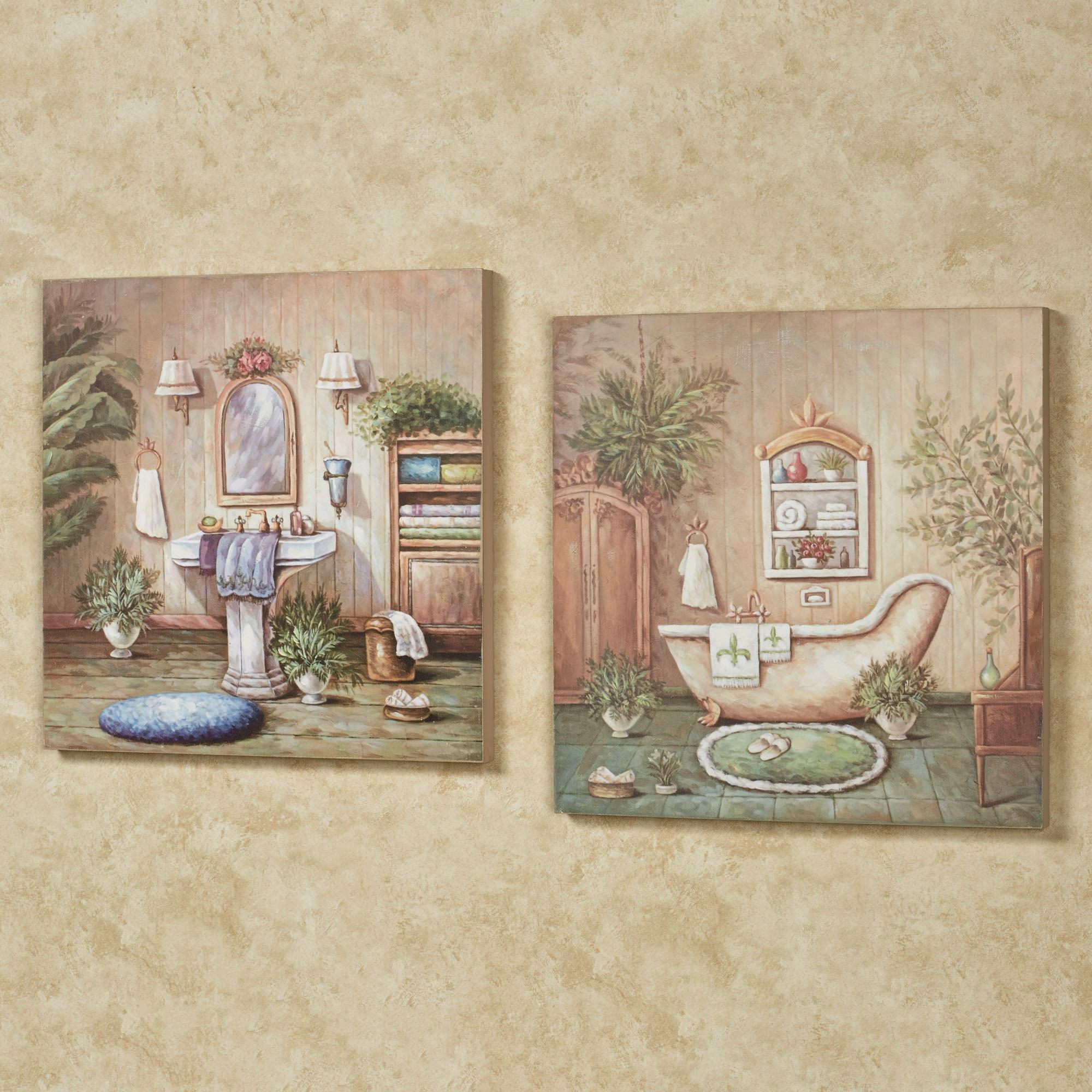 Artwork For Bathroom Walls
 Blissful Bath Wooden Wall Art Plaque Set