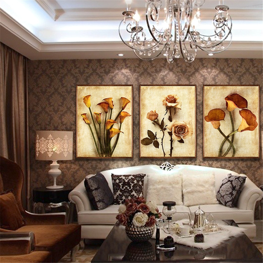 Artwork For Living Room Walls
 Frameless Canvas Art Oil Painting Flower Design Home Print