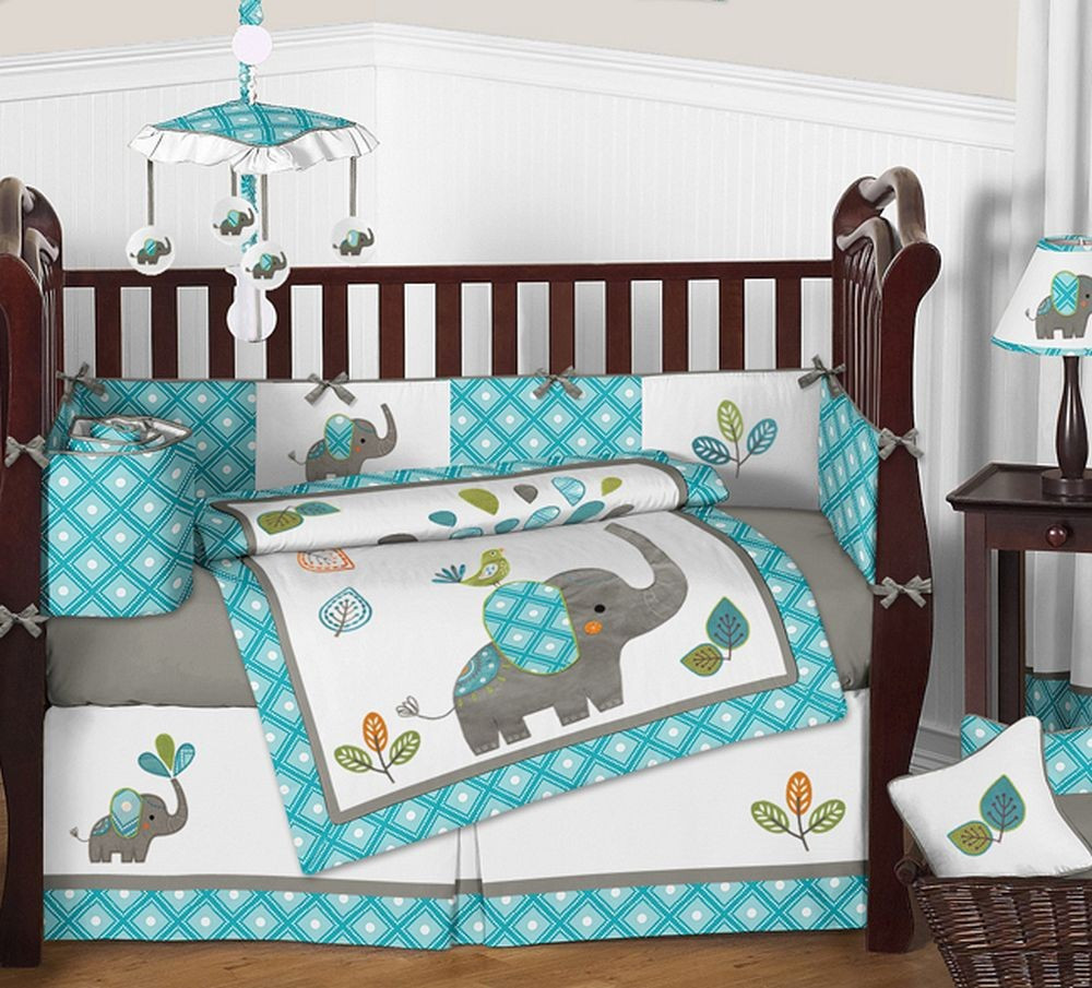 Baby Boys Bedroom Set
 Mod Elephant Crib Bedding Set by Sweet Jojo Designs 9