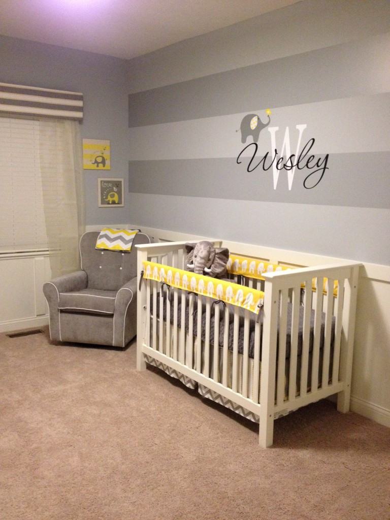 Baby Elephant Room Decor
 Wesley s Yellow and Gray Elephant Nursery Project Nursery